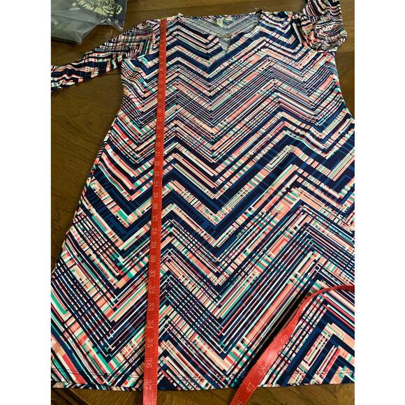 Tacera Geometric Colorful  Keyhole Neck Shift Dress Size L - Picture 8 of 9